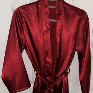 Women’s Red Satin Robe - Size Medium